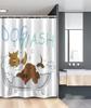 Cat Shower Curtain, Modern Spin On The Term Fishing Goldfish Hunting Humorous Art, Cloth Fabric Bathroom Decor Set with Hooks