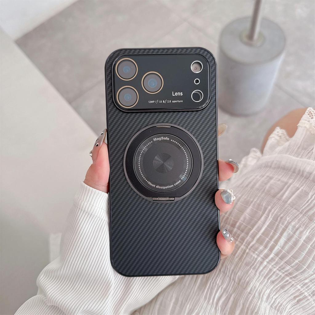 iPhone 17 Pro Max Carbon Fiber Magnetic Case with Large Window - Compatible with iPhone 16/17 Pro.