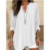 2026 New Women's Casual Simple Long-Sleeve V-Neck Solid Color Loose Top