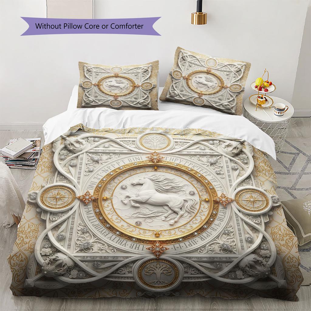 Embossedtotem Pattern Bedding Quilt Set Quilt Cover Pillowcase Home Decoration Birthday Gift (1 * duvet cover + 2 * pillowcase, without core)
