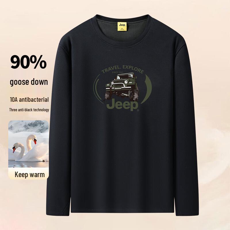 JEEP Men s Thick Round Neck Thermal T-Shirt L