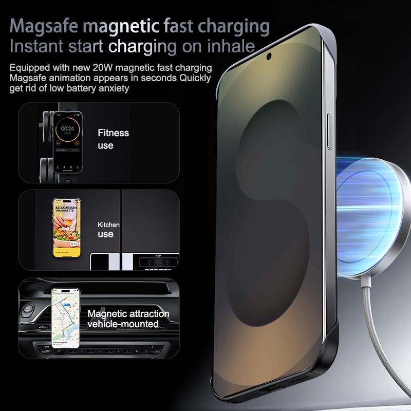 For Samsung Galaxy S26, S26 Plus, S26 Ultra, S25, S25 Ultra Metal Frameless Phone Case with Magnetic Attachment, Smooth Feel