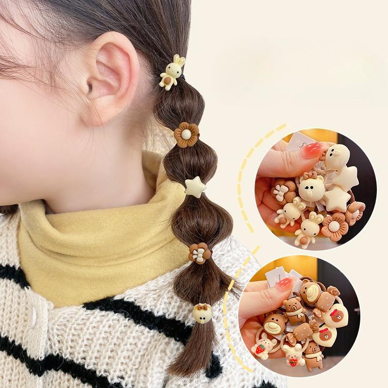 20Pcs/Lot Cute Cartoon Bear Rabbit Hair Bands Girls Elastic Rubber Band Headwear Flower Bow Baby Kids Hair Accessories Ornaments