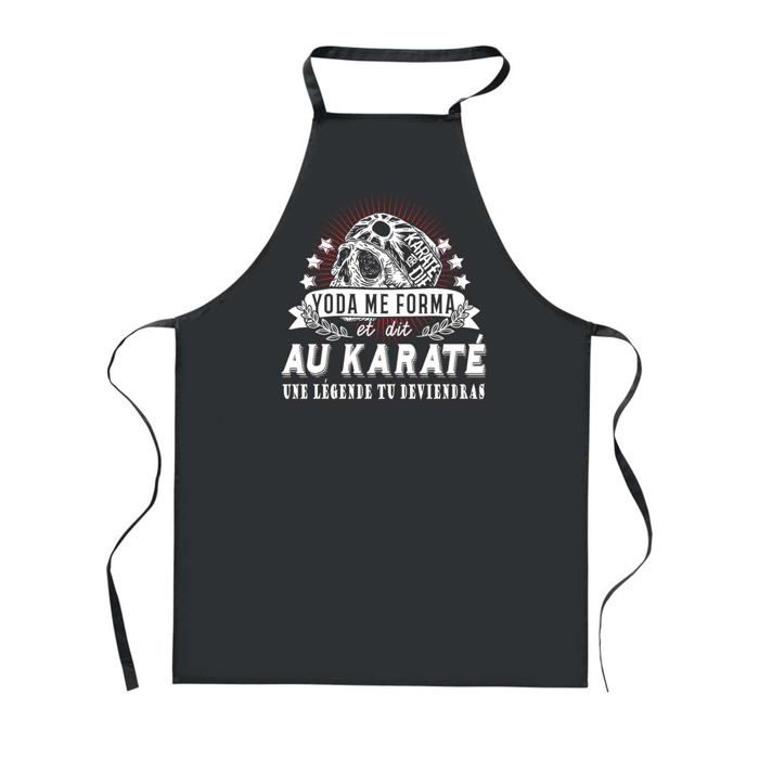Tablier de cuisine - PLANETEE - Karaté Légende - Noir - 90x60 cm - Imprimé humour