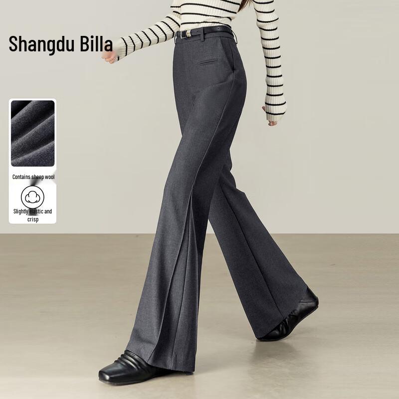 

Women s Wool Blend High-Waist Flare Commuter Pants L