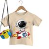 Astronaut On The Rocket Print T Shirts Kids Short Sleeve Tshirt Cartoon Astronaut Boys Girls T-shirt Summer Tee Shirt Tops