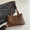 2024 New Trendy Large Capacity Tote Bag For Women Texture Pu Leather Ladies Commuter Handbags Simple Solid Travel Shoulder Purse