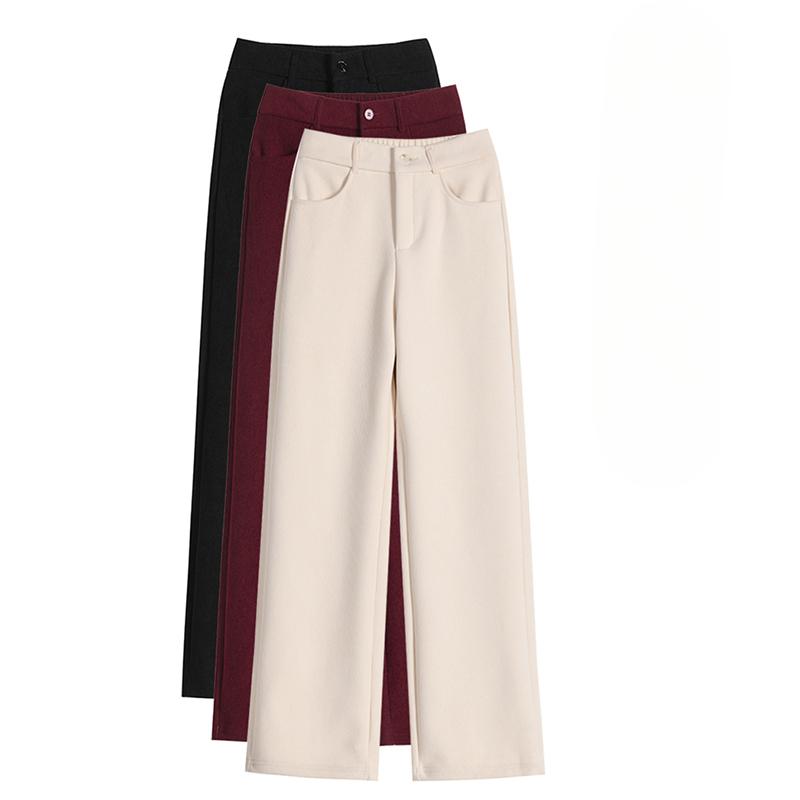 DIMANAF 2024 Winter Lange Hosen Damen Cord Harems Herbst Gerade Elastischer Einfarbiger Bund Lockere Hosen Neu