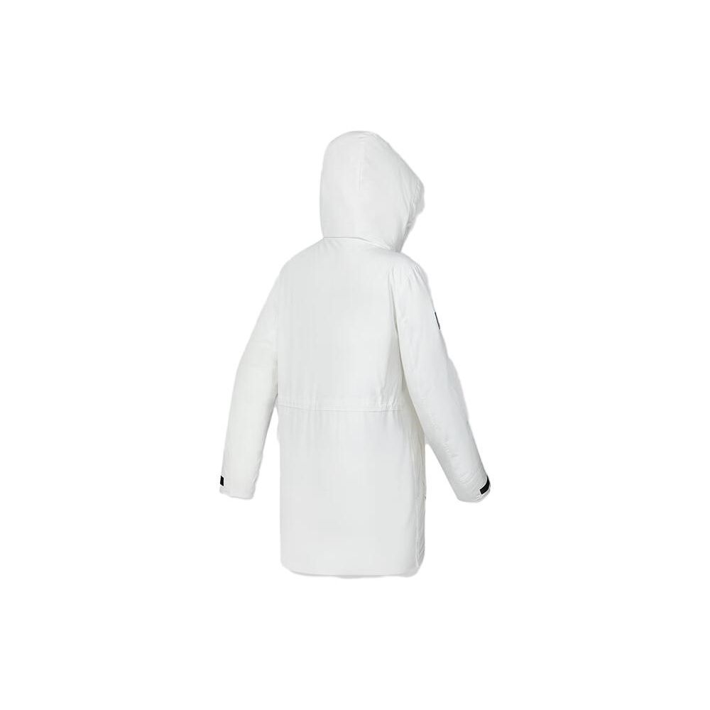 Fila Letter Zipper Hooded Mid-Length Down Jacket Women Outerwear White-Jade A11W346905F-WT