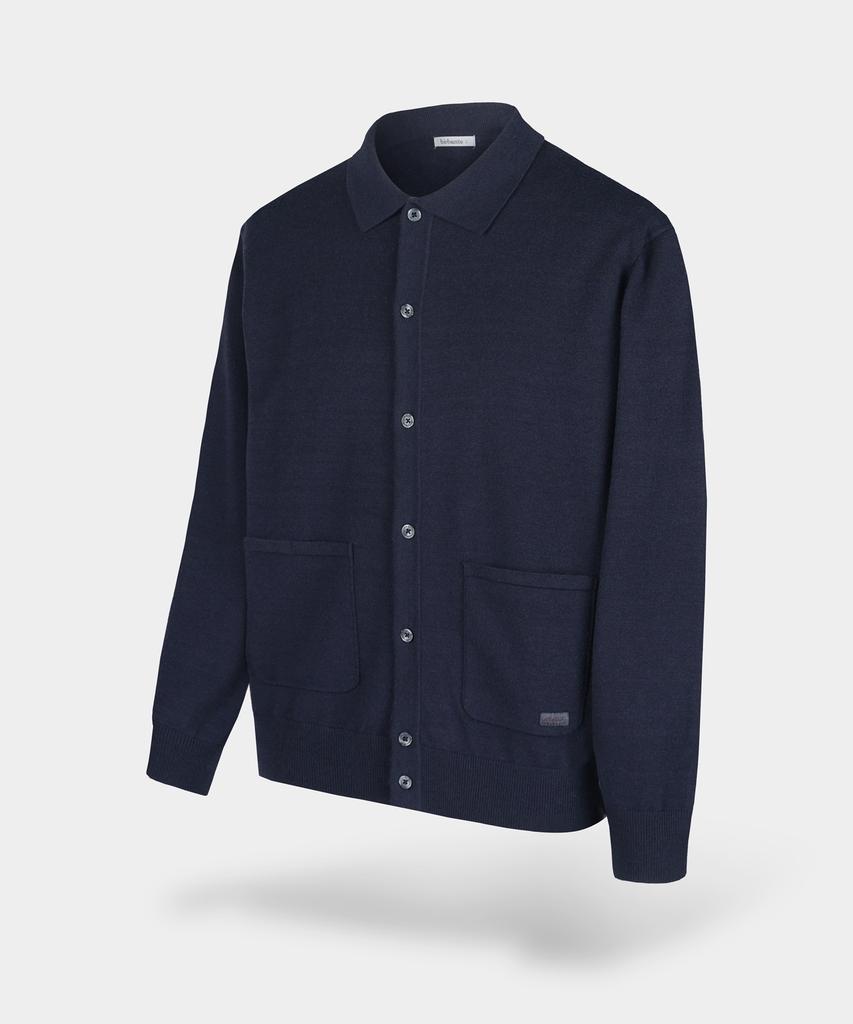 Birbante Soft Washable Collared Cardigan - Dark Navy