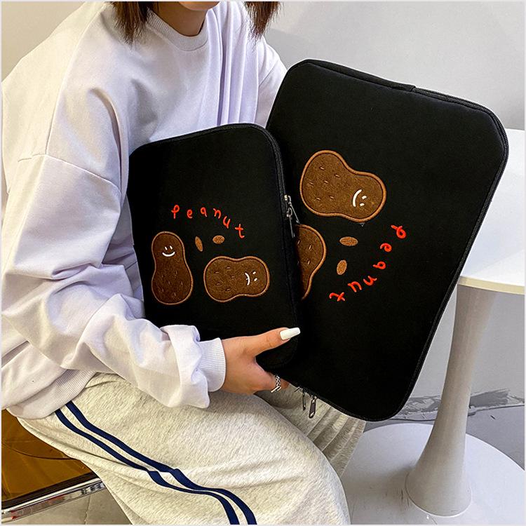 Korean Cute Embroidered Anti-Collision Tablet & iPad Bag with Fleece Lining (11/13/14 Inch)