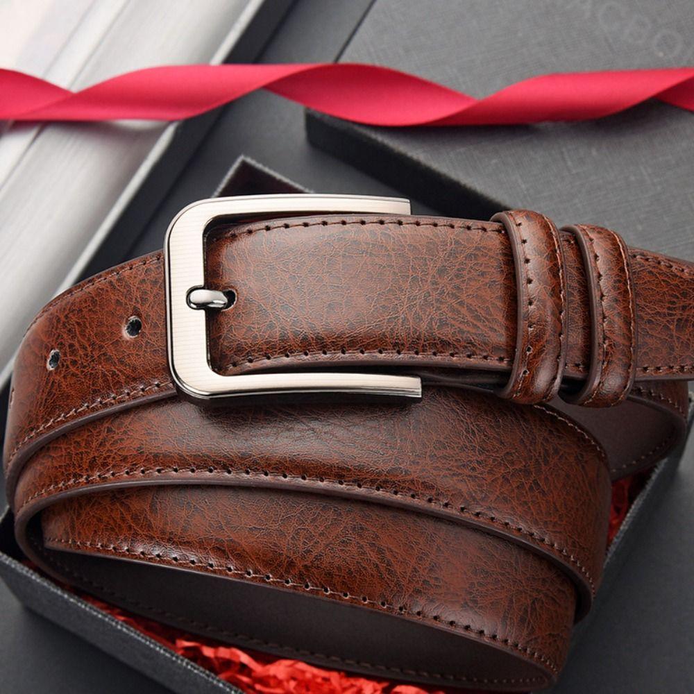 Retro Men PU Belt Versatile Casual Waist Belt Waist Accessories Pin Buckle Belt Pants