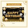 Black Gold Happy Birthday Backdrop Banner Glitter Black Gold Theme Photography Photo Prop Background Decor for Men Women Boys Girls Celebration