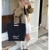 Black And White Polka Dot Cloth Bag Personalized Style Shoulder Bag Student, Versatile Casual Messenger Thin Cloth Bag Women'S Striped Bag