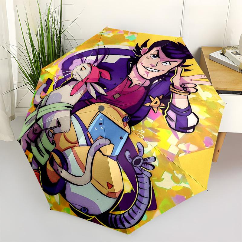 

1pc Outdoor Umbrella with Looney Tunes Characters - Automatic Opening/Closing, Portable 3-Fold Design, 8-Rib Iron Frame - Perfect Gift for Fans,