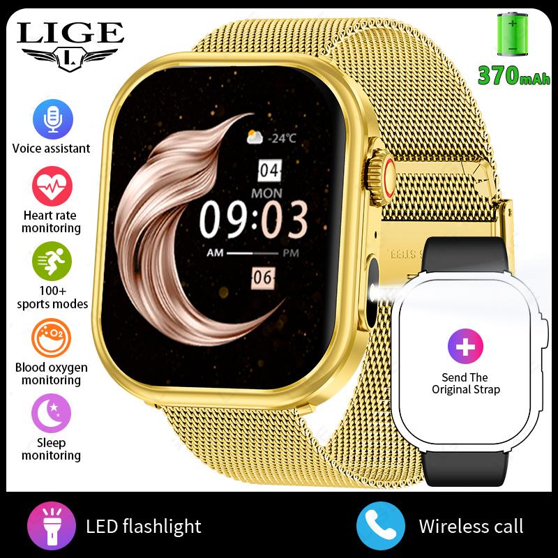 LIGE Novo Smartwatch 2.01 polegadas Chamada Bluetooth Esportes ao Ar Livre À Prova d'Água Smartwatch Masculino
