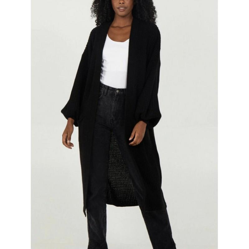 Übergroßer Strick-Cardigan-Pullover mit langen Ärmeln für Damen, Winter, lockere Passform, Übergröße, V-Ausschnitt, offene Vorderseite, langer Mantel