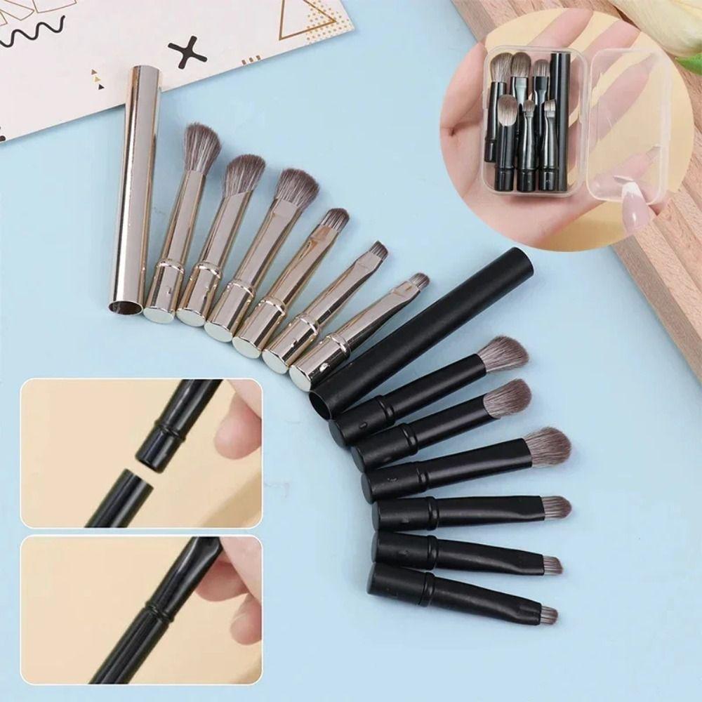 6-piece Mini Makeup Brush Set with Detachable Travel Contour Concealer Brush, Eyeshadow Brush and Double-ended Makeup Brush