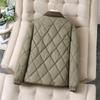 Women's Winter Loose Diamond Pattern Cotton Padded Jacket Lapel Lightweight Short Warm Fashion Outerwear