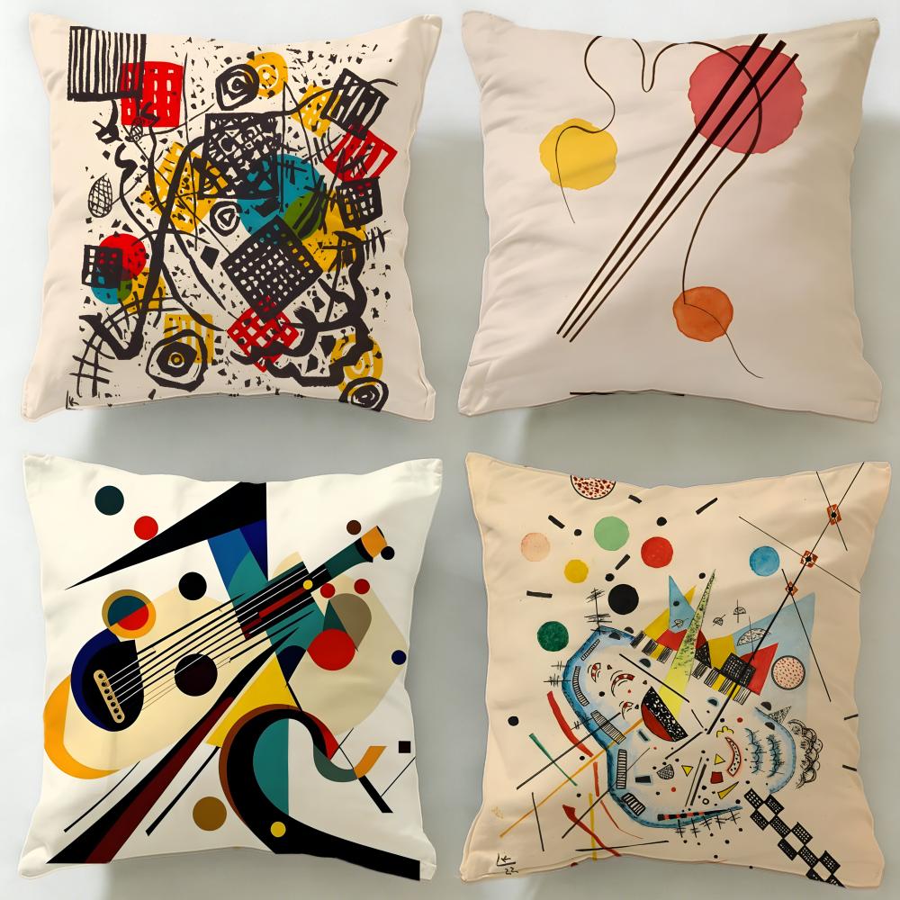 Classic Painter Wassily Kandinsky Cushion Cover Soft & Easy-Wash Pillow Case – Versatile for Couch, Bed, Travel and Office