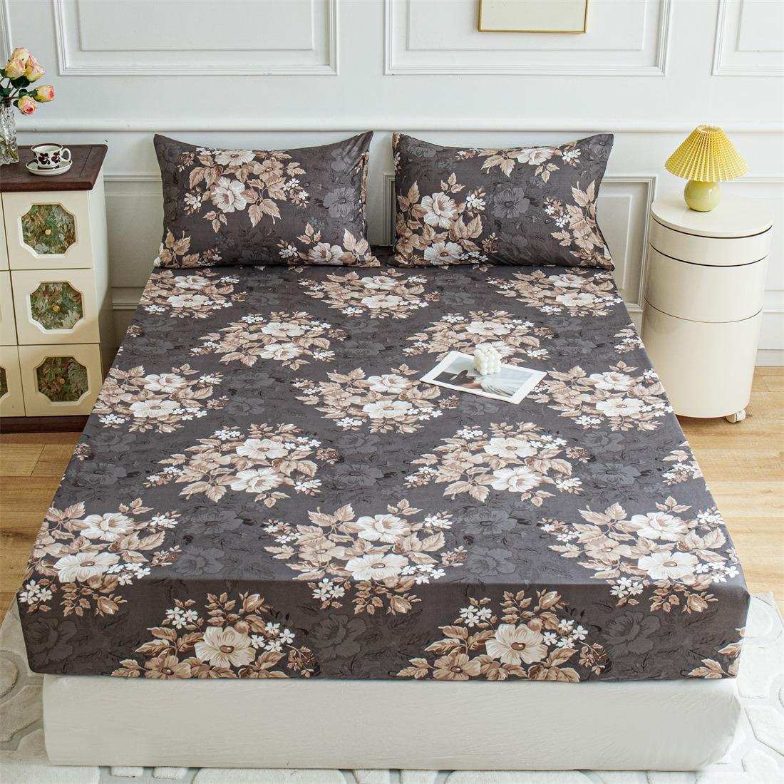 

1pc Printed Pattern Fitted Sheet-Soft Breathable Comfortable Bedding for Bedroom,Guest Room (without Pillowcase)cama Box Casal 2pcs Pillowcases