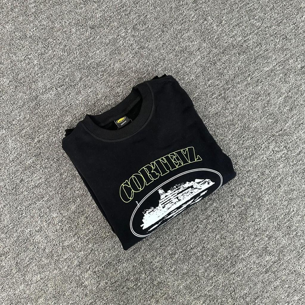 Corteiz Alcatraz Unisex Trendiger Lockerer Kapuzenpullover mit Rundhalsausschnitt und Samt