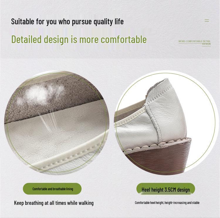 Women's Genuine Leather Non-Slip Ethnic Style Slip-On Shoes - Breathable Soft Sole