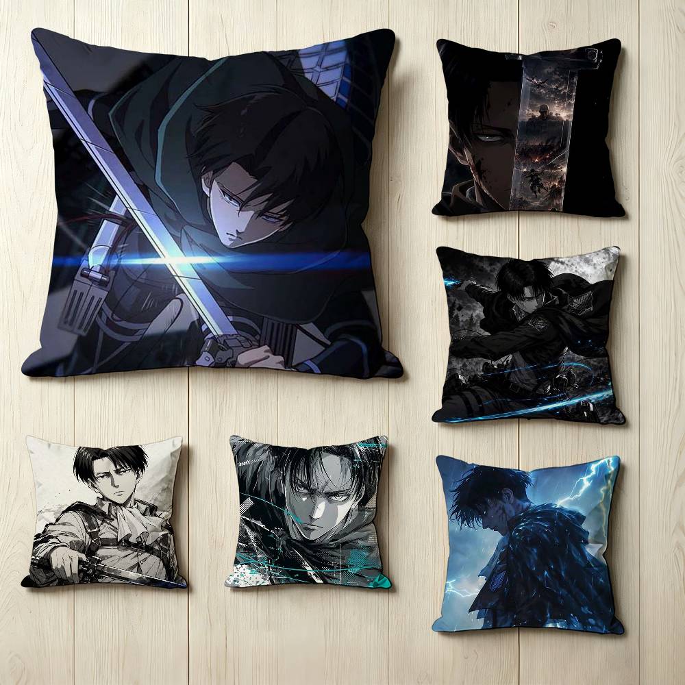 Anime AAttack On Titan LLevi Ackerman Square DoubleSided Printed Pillow Case Bedroom Bedside Pillow Sofa Cushion Cover