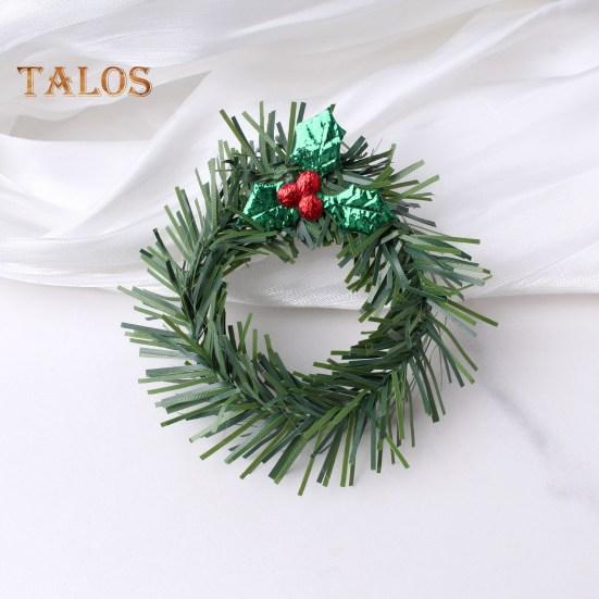 10 Teile/satz Weihnachtskranz Serviettenring Weihnachtsmannmütze Glänzende Blätter Wiederverwendbare Weihnachtsfeier Feiertag Tischdekoration Künstliche Girlande Abendessenserviette
