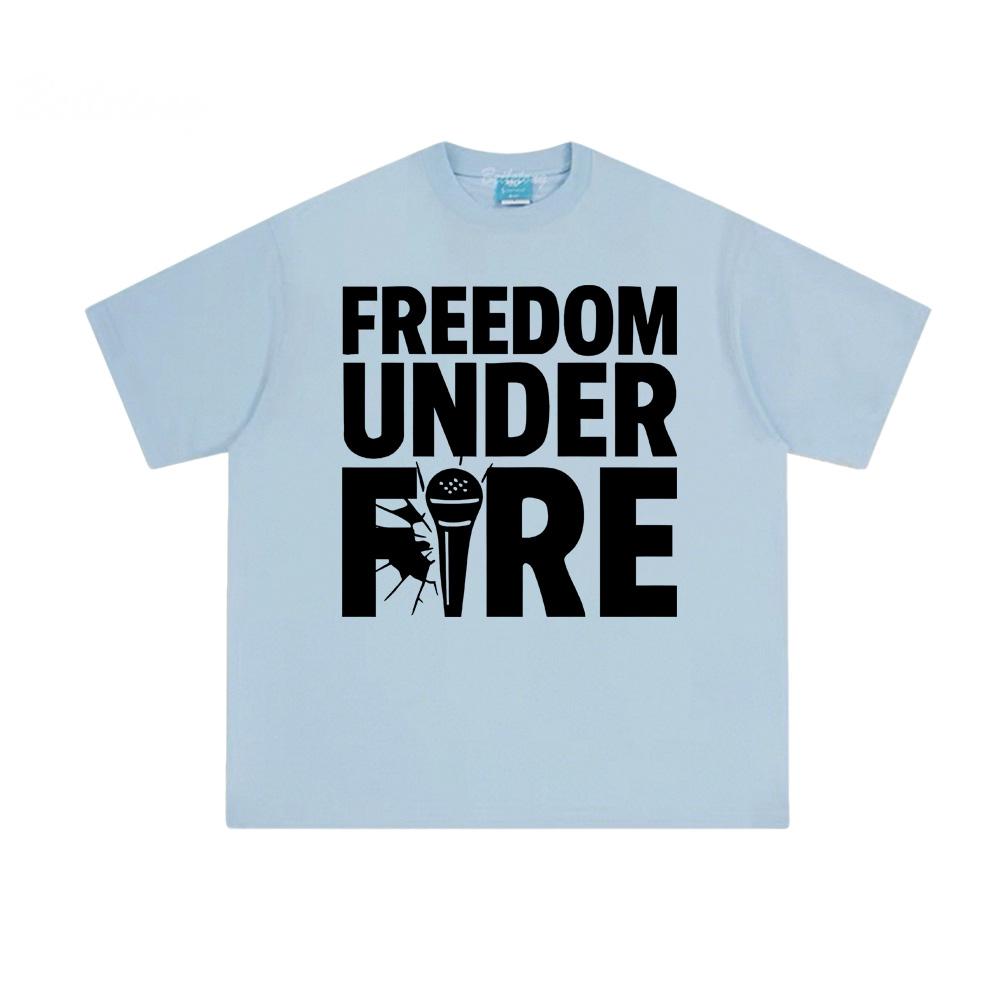 FREEDOM UNDER FIRE Tee American Charlie Kirk 100%Cotton High Quality Tee-shirt Sleeve Grunge Summer O-neck Female/Male Tees