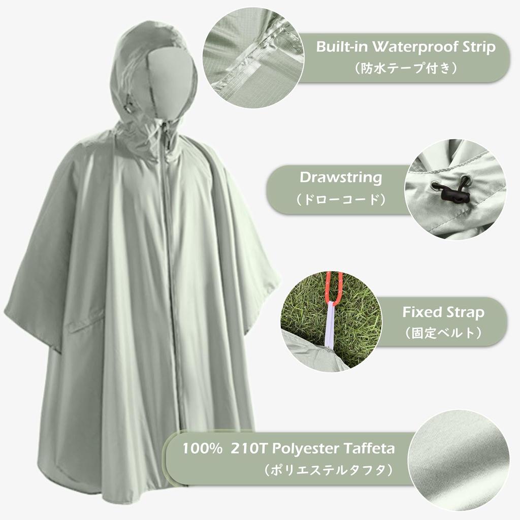 TRIWONDER Regenponcho für Herren und Radfahren Wasserdicht Regen Outdoor Stilvoller Regenrock Damen, Regenmantel, Ausrüstung, Regenjacke, (Schwarz)