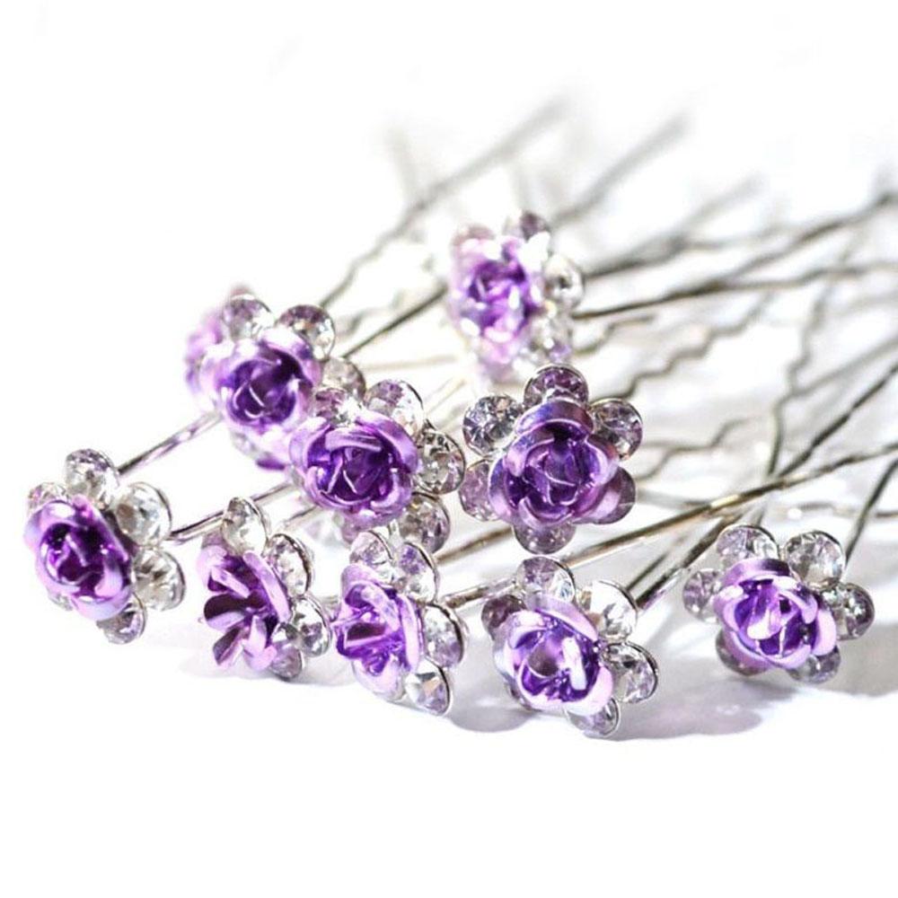 20PCS Jewelry Bridal Engagement Rhinestone Crystal Flower Hairpins Hair Clips
