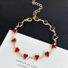 Elegant Red Crystal Zircon Metal Chain Women's Bracelet Red Heart-shaped Bracelet Party Wedding Girl Wrist Jewelry Gift