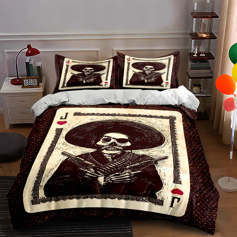 

Skull-themed playing card. Bedding Duvet cover sets Duvet covers Pillowcases gifts (1 * Duvet Cover 2 * Pillowcases, without duvet insert) 135x200cm