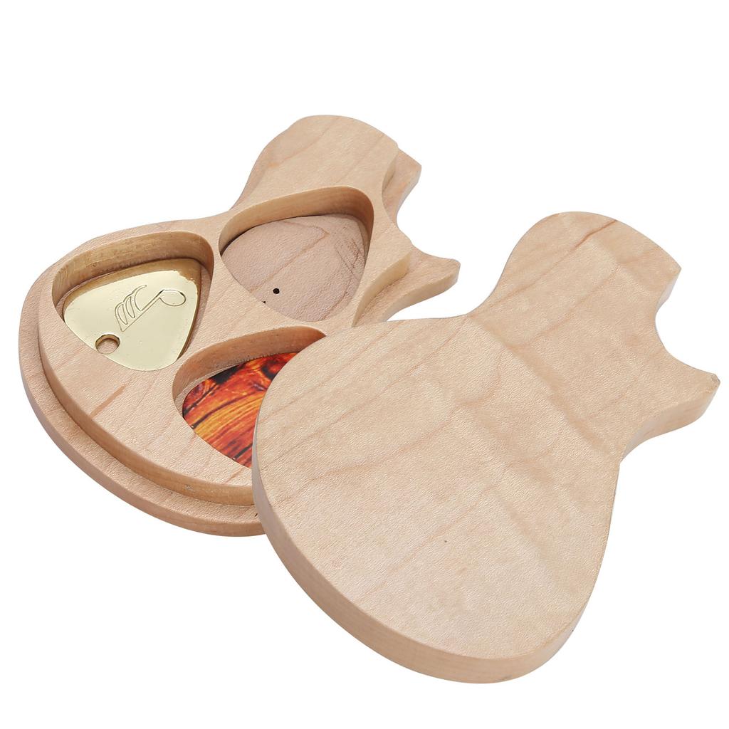 Guitar Pick Box Maple Solid Wood 3 Picks Guitarist Gifts Musical Instrument Accessories