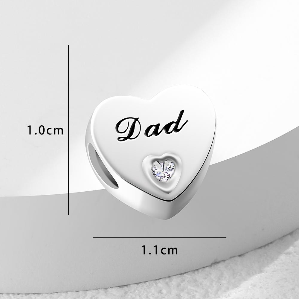 Copper Heart Shaped Father Mother Daughter Sisters Bead Suitable For Diy European Bracelet Festival Jewelry Gift