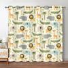 Safari Animals Window Curtain Cartoon Jungle Forest Print Curtains Home Decor Drapes For Baby Children Bedroom Living Room 2pcs