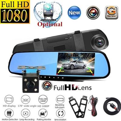4.3'' 1080P HD Dual Lens Car DVR Dash Cam Front and Rear Mirror Camera Video Recorder