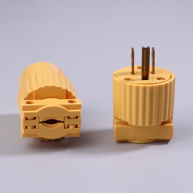 Yellow 15A US Industry Power Socket Plug - Male & Female 3 Pole Locked Wiring Connector L5-15R L5-15P L6-15R 6-15P Type B