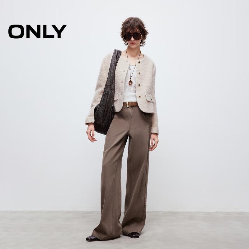 ONLY Women's Elegant Tweed Wool Blend Coat