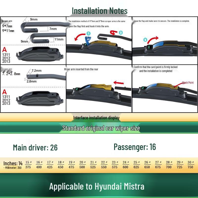 

Hyundai Mistra Electric Vehicle Frameless Silent Wiper Blade