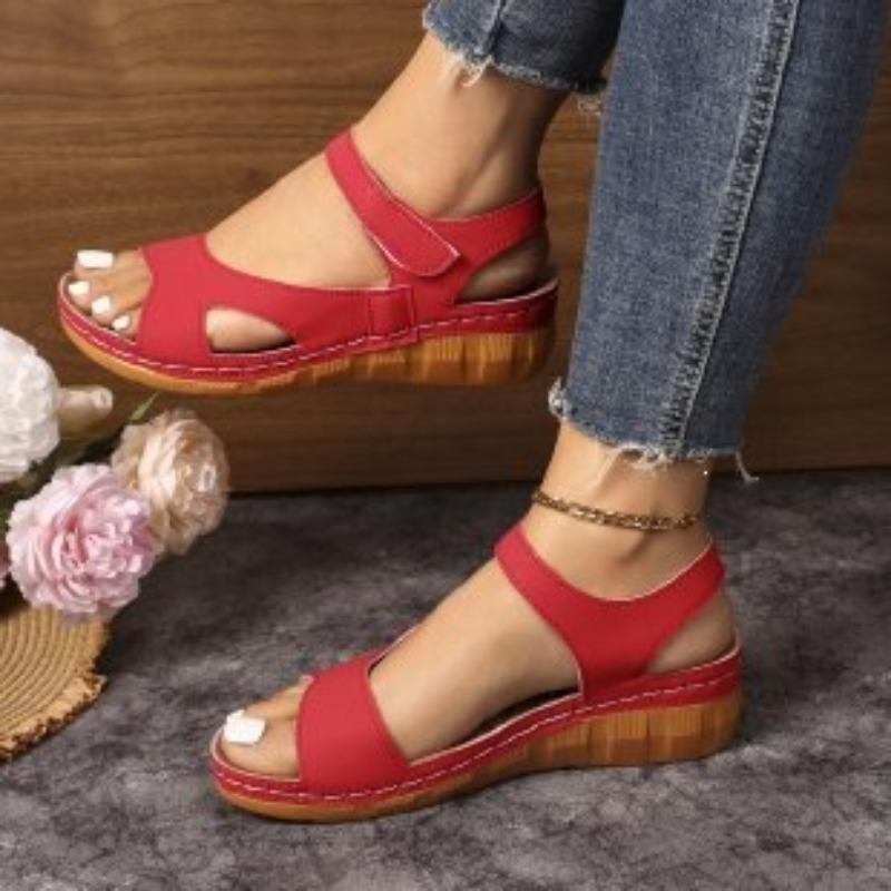 

High-heeled Women s Shoes with One Strap, V-neck, Velcro Fastening, Beach Sandals 43 червоний