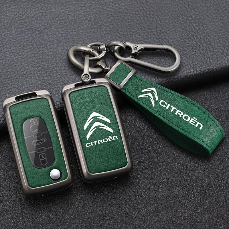Zinc Alloy Leather Key Case Cover Protector Shell Durable Waterproof For Citroen C2 C3 C4 C5 C6 C8 Xsara Picasso Car Accessories