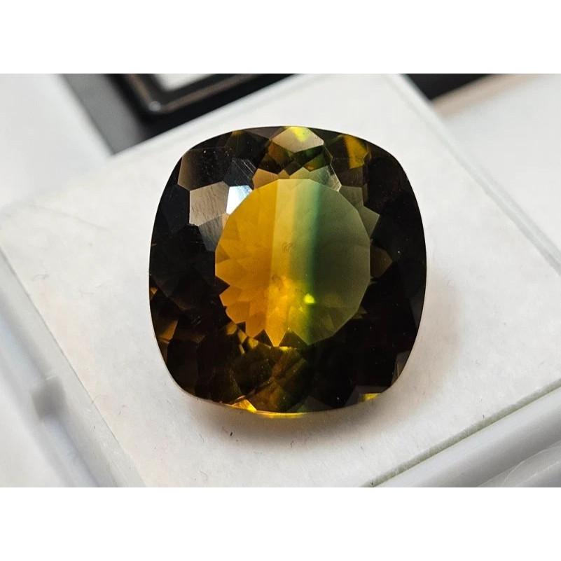 Cushion Cut Tourmaline Bi-Color 11-13 Ct Beautiful Certified Loose Gemstone