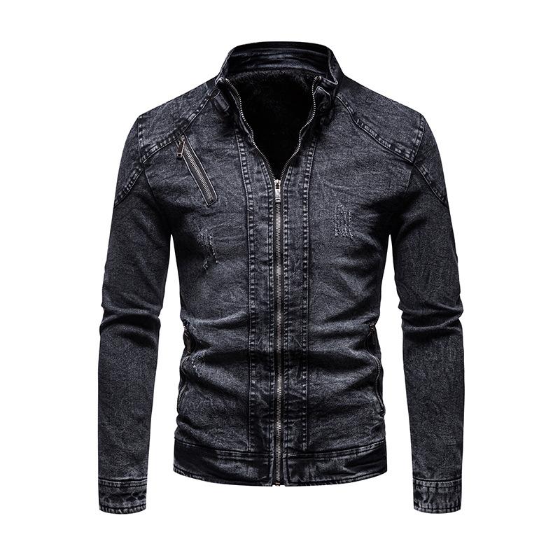 New Denim Autumn and Winter Velvet Retro Denim Jacket Men s Trendy Korean Style Slim Work Jacket M