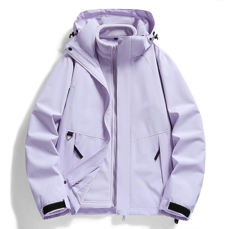 Autumn and Winter New Outdoor Couple Jacket Two-piece Set Cold-proof Three-in-one Mountaineering Clothing Trendy Workwear Hooded Jacket