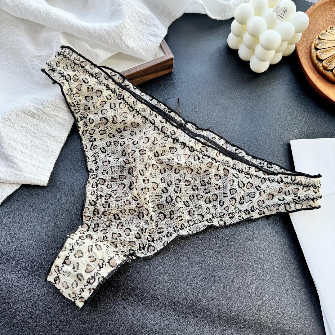 

Lady Spring and Summer Sweet Sexy Cute Mesh Gauze Leopard Print Thong Underwear L жёлтый