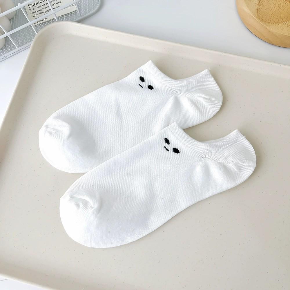 5/10/20 Paar Niedliche Ausdruck Damen Kurze Socken Modisch Einfach Frühling Sommer Schweißabsorbierend Atmungsaktiv Weiße Freizeitsocken