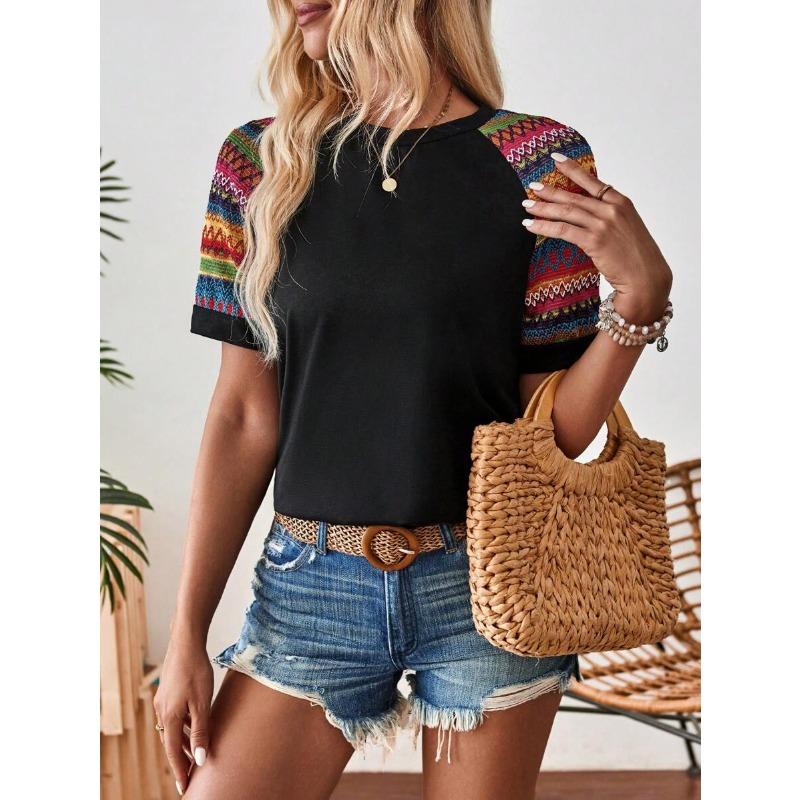 

Повседневная женская футболка, летняя, для улицы, повседневная, с круглым вырезом, с коротким рукавом, свободная, женская одежда в леопардовую полоску 3XL