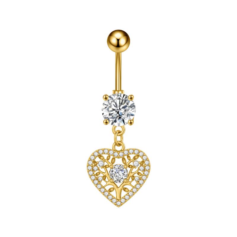 Heart Bow Pendant Belly Button Ring For Women Girls Body Piercing Stainless Steel Navel Ring Beach Jewelry